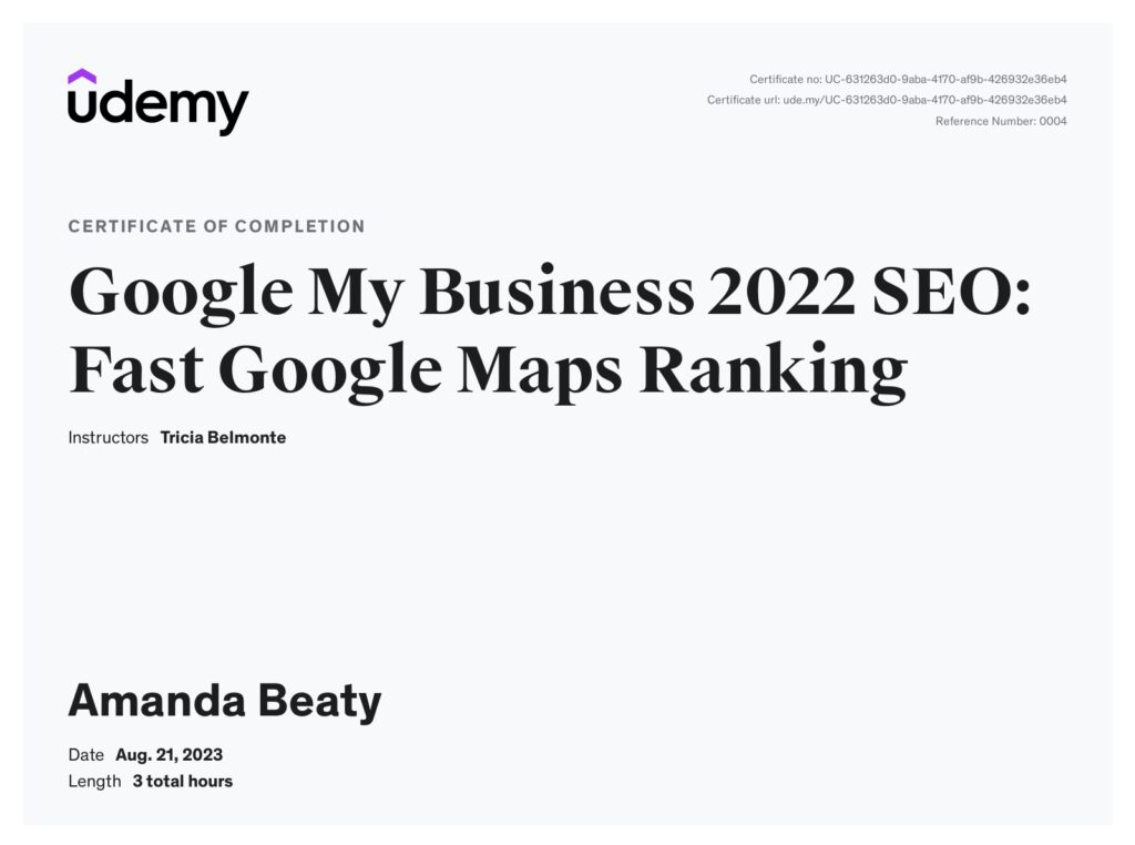 Google My Business 2022 SEO - Fast Google Maps Ranking Certificate
