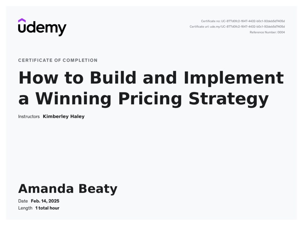 How to Build and Implement a Winning Pricing Strategy Certificate