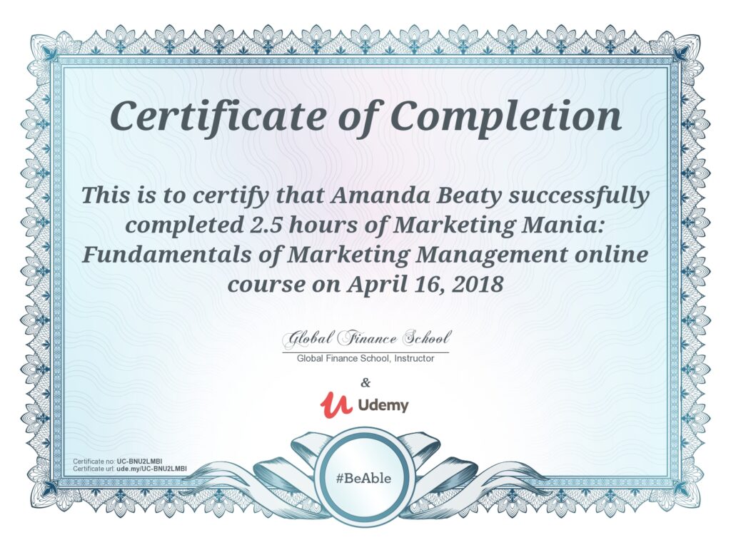 Marketing Mania - Fundamentals of Marketing Management Certificate