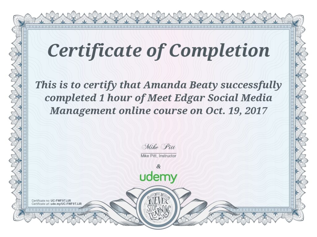 Meet Edgar Social Media Management Certificate