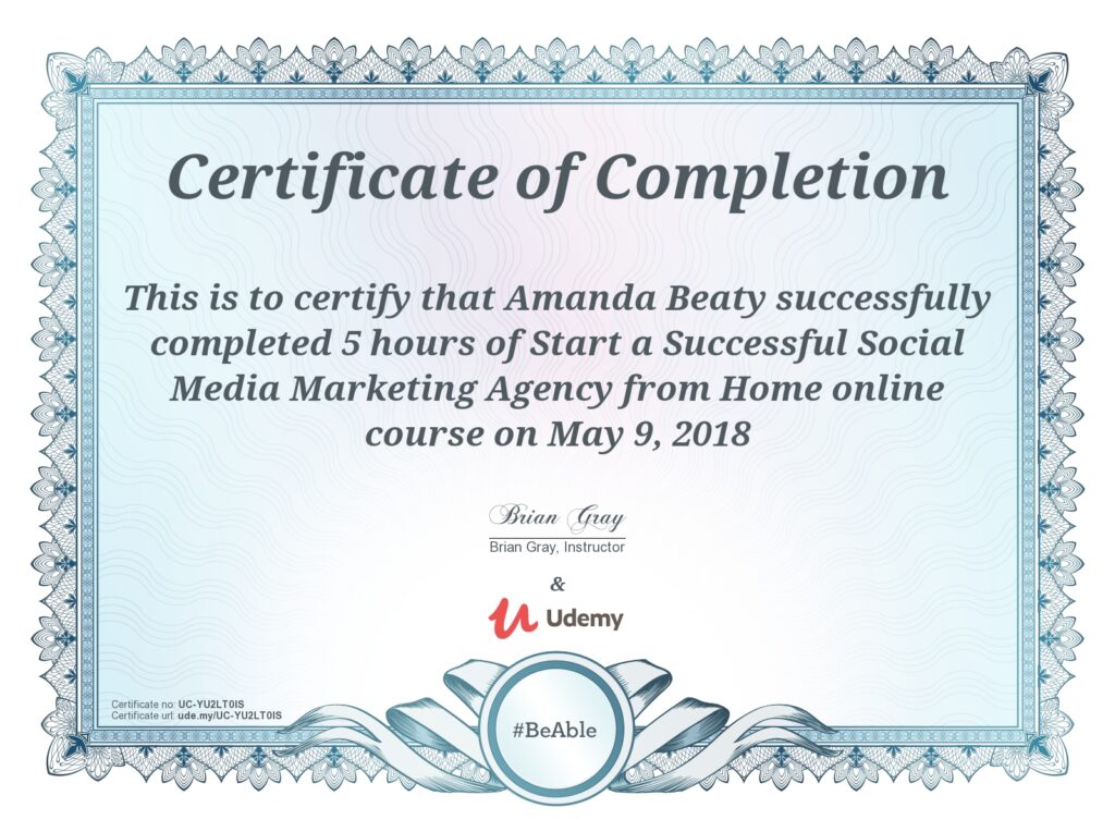 Start a Successful Social Media Marketing Agency from Home Certificate
