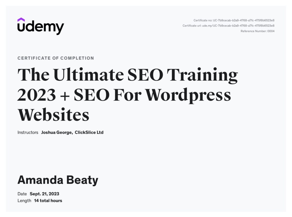 The Ultimate SEO Training 2023 + SEO for WordPress Websites Certificate