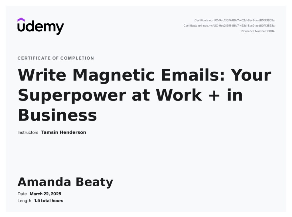 Write Magnetic Emails - Your Superpower at Work + in Business Certificate